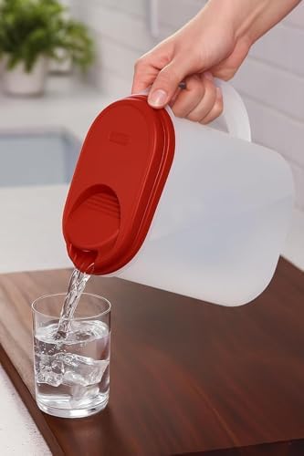 2-Pack Water Pitcher with Lid & Pivot Top Spout 1 Gallon Pitcher - Red in Red, alternate view 7
