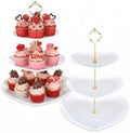 2 Pack Wedding 3 Tier Cupcake Stand Heart Shaped 3 Tiered Serving Trays for Party Plastic Tray Dessert Cupcake