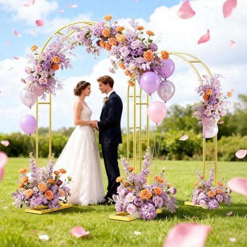 2 Pack Wedding Arch Backdrop Stand (7.2FT/6FT) Metal Frame with Base, alternate view 2