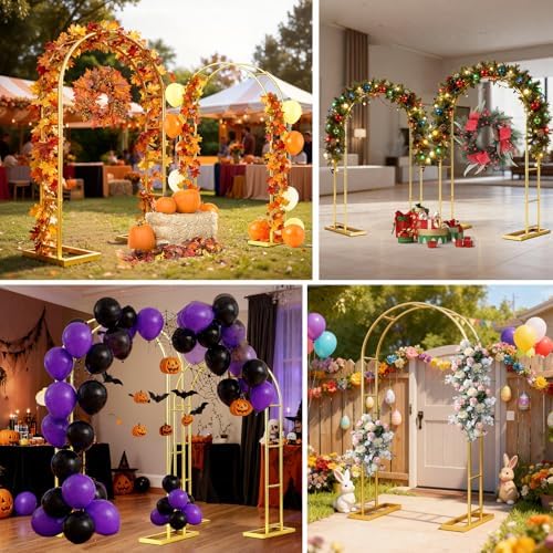 2 Pack Wedding Arch Backdrop Stand (7.2FT/6FT) Metal Frame with Base, alternate view 3