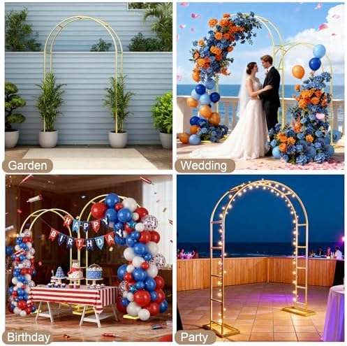 2 Pack Wedding Arch Backdrop Stand (7.2FT/6FT) Metal Frame with Base, alternate view 6