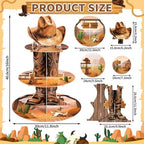 2 Pack Western Cowboy Cupcake Stand Western Party Decorations in Brown, alternate view 4