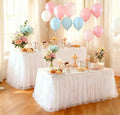 2-Pack White 2-in-1 Tulle Tablecloth for 4-Foot Rectangular Table in 48" L x 24" W x 30" H (Rectangular) 2-Pack