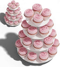 2 Pack White 4 Tier Cupcake Stand Tower, Cardboard Holder for Parties (White) in White