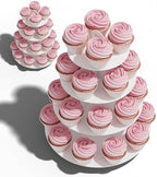 2 Pack White 4 Tier Cupcake Stand Tower, Cardboard Holder for Parties (White) in White