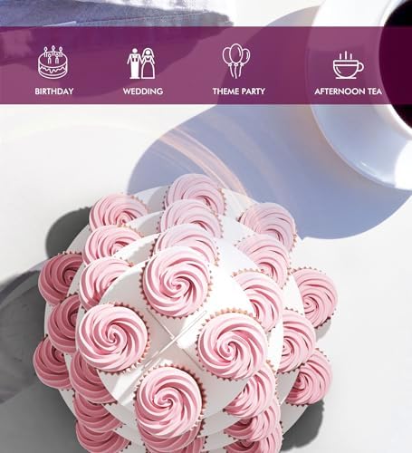 2 Pack White 4 Tier Cupcake Stand Tower, Cardboard Holder for Parties (White) in White, alternate view 5