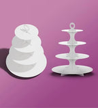 2 Pack White 4 Tier Cupcake Stand Tower, Cardboard Holder for Parties (White) in White, alternate view 7