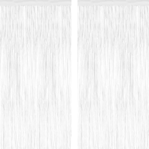 2 Pack White Foil Curtain Streamer Decorations