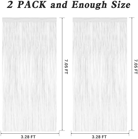 2 Pack White Foil Curtain Streamer Decorations, alternate view 2