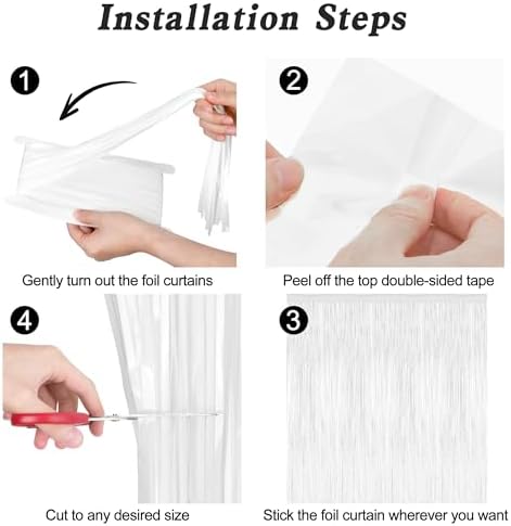 2 Pack White Foil Curtain Streamer Decorations, alternate view 3