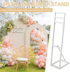 2 Pack White Metal Wedding Backdrop Stand, Adjustable Metal Arch Backdrop Stand with Foldable Base & Weight Bag, alternate