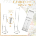 2 Pack White Metal Wedding Backdrop Stand, Adjustable Metal Arch Backdrop Stand with Foldable Base & Weight Bag, alternate