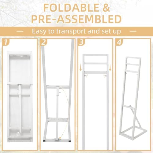 2 Pack White Metal Wedding Backdrop Stand, Adjustable Metal Arch Backdrop Stand with Foldable Base & Weight Bag, alternate