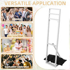 2 Pack White Metal Wedding Backdrop Stand, Adjustable Metal Arch Backdrop Stand with Foldable Base & Weight Bag, alternate