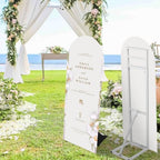 2 Pack White Metal Wedding Backdrop Stand, Adjustable Metal Arch Backdrop Stand with Foldable Base & Weight Bag, alternate