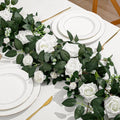 2 Pack White Rose Garland, 11.2 Ft Artificial Flower Vines for Decor in White