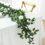 2 Pack White Rose Garland, 11.2 Ft Artificial Flower Vines for Decor in White, alternate view 3