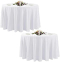 2 Pack White Round Tablecloths, 120 Inch Stain Resistant and Wrinkle Polyester Fabric Washable Table Clothes