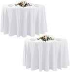 2 Pack White Round Tablecloths, 120 Inch Stain Resistant and Wrinkle Polyester Fabric Washable Table Clothes