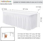 2 Pack White Spandex Table Covers 4ft Rectangle Ruffle Skirts for Party in 24x48 Inch| 2 Pack in White, alternate view 3