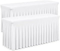 2 Pack White Spandex Table Covers 6 Foot Fitted Stretchy in White