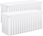 2 Pack White Spandex Table Covers 6 Foot Fitted Stretchy in White
