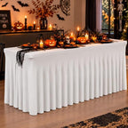 2 Pack White Spandex Table Covers 6 Foot Fitted Stretchy in White, alternate view 2