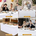 2 Pack White Spandex Table Covers 6 FT, Elastic Fitted Stretch Table Skirts for Rectangle Tables, Wrinkle, alternate view 4