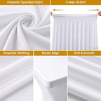 2 Pack White Spandex Table Covers 6 FT, Elastic Fitted Stretch Table Skirts for Rectangle Tables, Wrinkle, alternate view 5