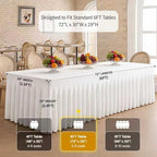 2 Pack White Spandex Table Covers 6 FT, Elastic Fitted Stretch Table Skirts for Rectangle Tables, Wrinkle, alternate view 6