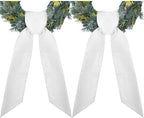 2 Pack White Wreath Sash for Front Door - 3.3" W x 52.8" L White Plain Wreath Accessories for Easter Weddings