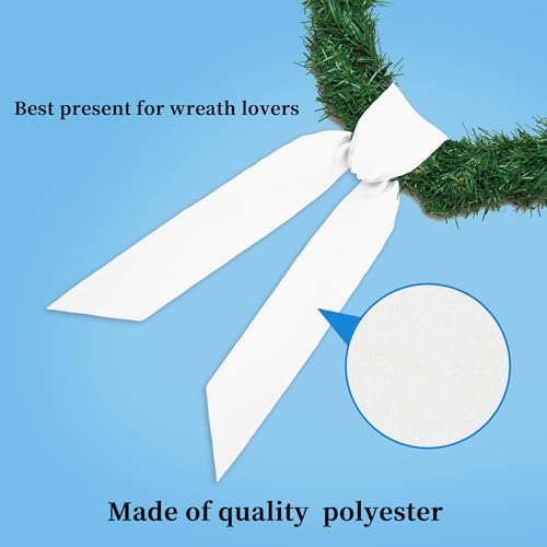2 Pack White Wreath Sash for Front Door - 3.3" W x 52.8" L White Plain Wreath Accessories for Easter Weddings, alternate view