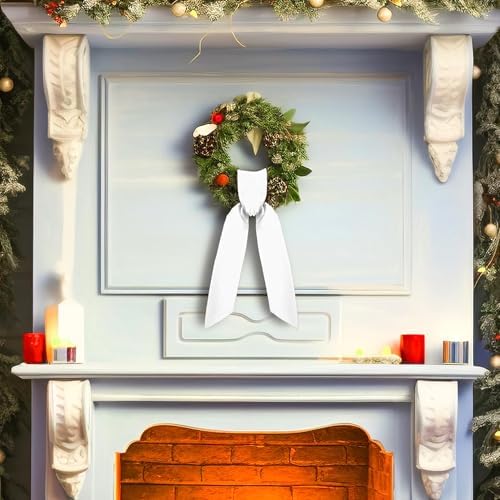 2 Pack White Wreath Sash for Front Door - 3.3" W x 52.8" L White Plain Wreath Accessories for Easter Weddings, alternate view