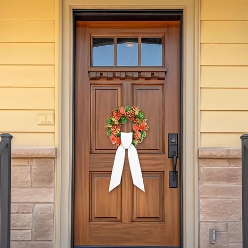 2 Pack White Wreath Sash for Front Door - 3.3" W x 52.8" L White Plain Wreath Accessories for Easter Weddings, alternate view