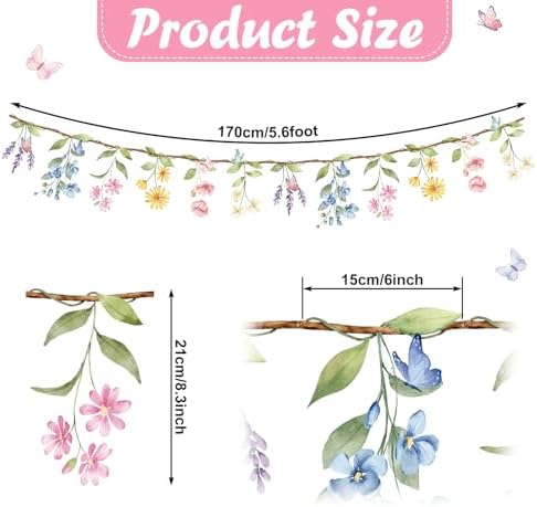 2 Pack Wildflower Garland, Wildflower Party Decorations, alternate view 3