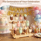 2 Pack Wood Cakesicle Stand Cake Pop Stand Display for Wedding Baby Shower in nature wood, alternate view 7