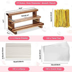 2 Pack Wooden Cake Pop Stand 3 Tier Cake Pop & Lollipop Display Holder with 100 Treat Bags Lollipop Sticks and, alternate