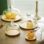 2 Pack Wooden Cake Stand with Glass Dome, 6.1" Small Cake Stand with Lid, Cake Display Server Tray for Kitchen, alternate