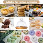 2 Pack Wooden Cake Stand with Glass Dome, 6.1" Small Cake Stand with Lid, Cake Display Server Tray for Kitchen, alternate
