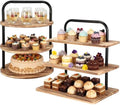 2 Pack Wooden Cupcake Stand 3 Tier Large Set, Classic in black, brown