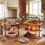 2 Pack Wooden Cupcake Stand 3 Tier Large Set, Classic in black, brown, alternate view 2