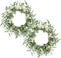 2 Pack Wreaths for Front Door 20'' Christmas Eucalyptus Wreath, Spring Summer Door Green Wreath for Home Porch