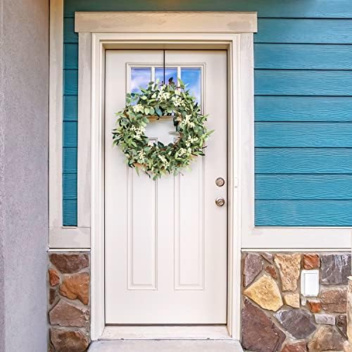 2 Pack Wreaths for Front Door 20'' Christmas Eucalyptus Wreath, Spring Summer Door Green Wreath for Home Porch, alternate