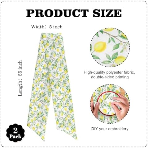 2 Pack Yellow Lemon Wreath Sashes for Front Door, Matching Italian Summer Lemon Grove Ribbon Pair, 55 Inch, alternate view 2