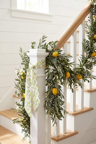 2 Pack Yellow Lemon Wreath Sashes for Front Door, Matching Italian Summer Lemon Grove Ribbon Pair, 55 Inch, alternate view 6