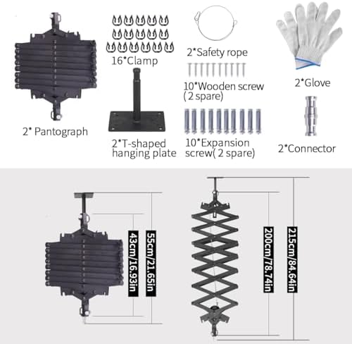 2 Packs 2M/78.7inch Drop Pantograph for Studio Ceiling Rail System, alternate view 3