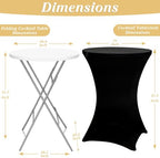 2 Packs 32in Bar Height Folding Cocktail Tables with Covers, alternate view 3