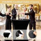 2 Packs 32in Bar Height Folding Cocktail Tables with Covers, alternate view 4