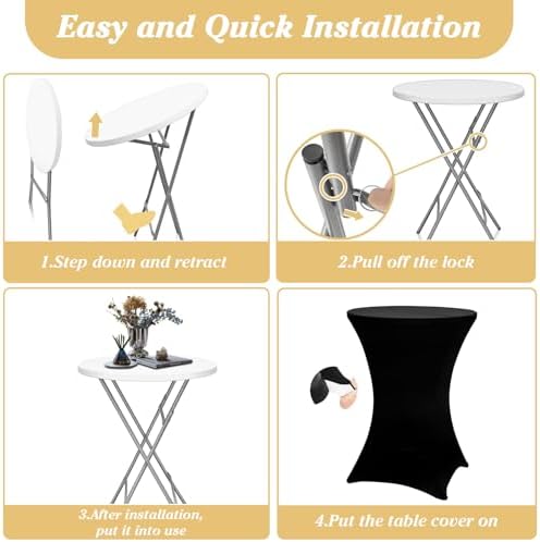 2 Packs 32in Bar Height Folding Cocktail Tables with Covers, alternate view 6