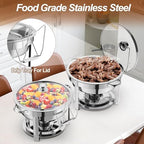 2 Packs 8QT Round Chafing Dish for Buffet Set, Glass Lid, Silver in Silver, alternate view 4